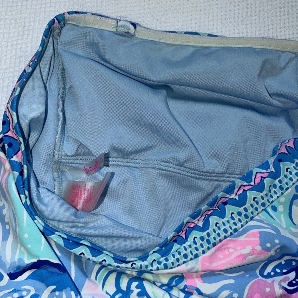 Lilly Pulitzer Blue and Pink Strapless Floral-Print One-Piece - Picture 4 of 6